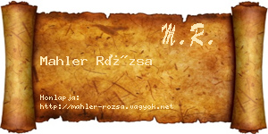Mahler Rózsa névjegykártya