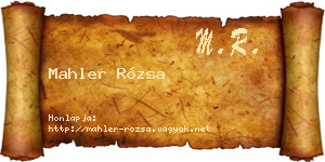 Mahler Rózsa névjegykártya